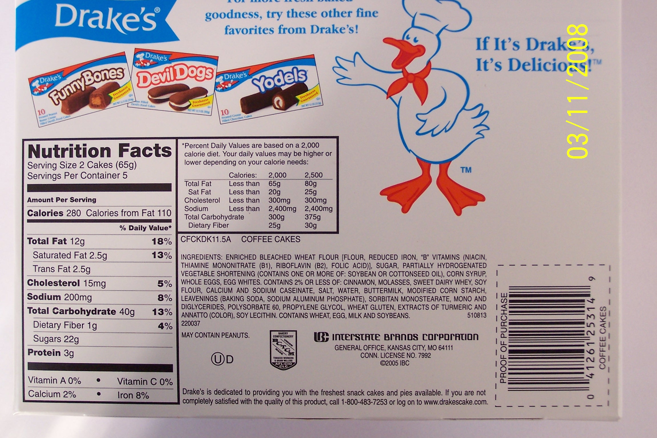 Drakes Cakes Nutritional Information Page