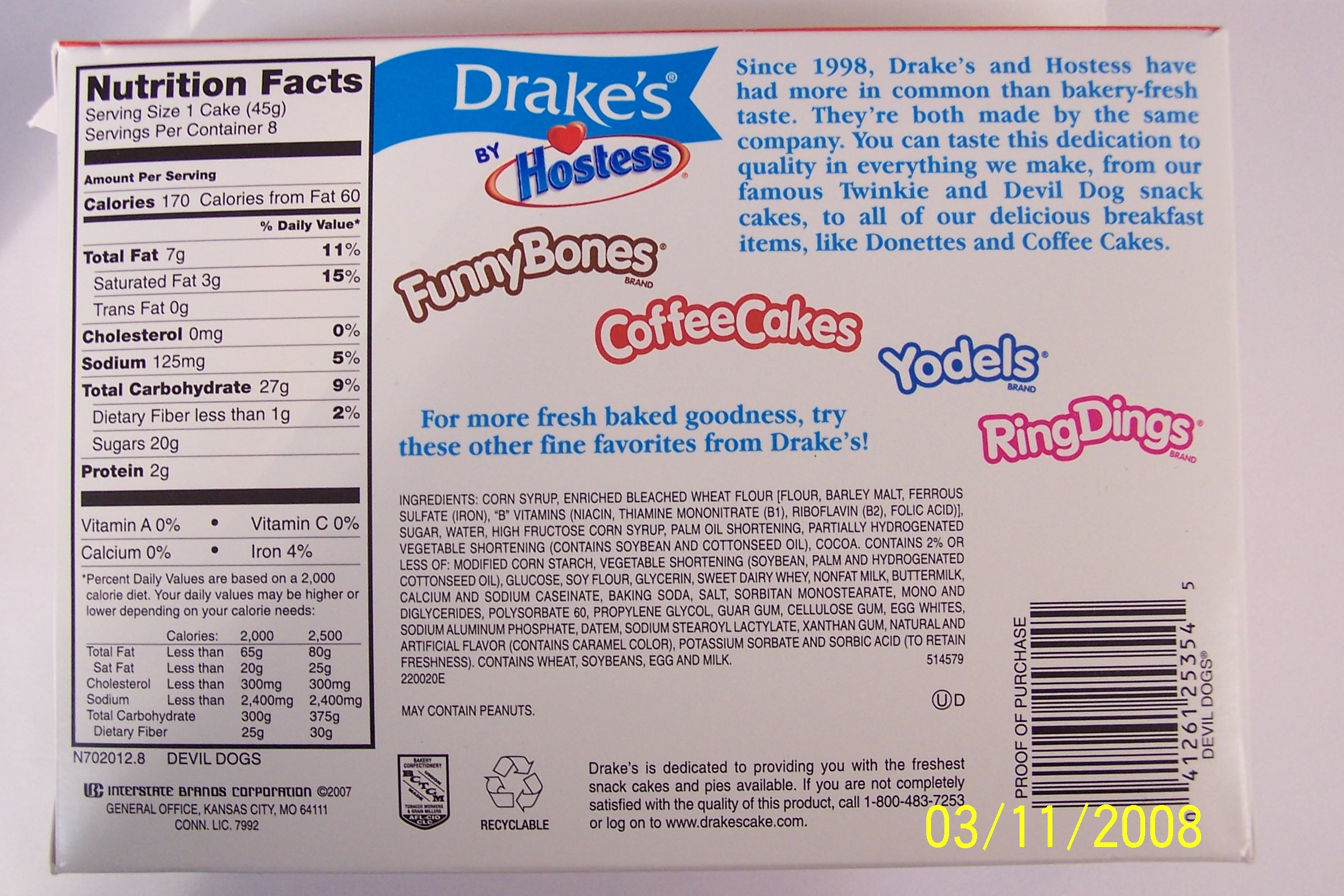 Drakes Cakes Nutritional Information Page